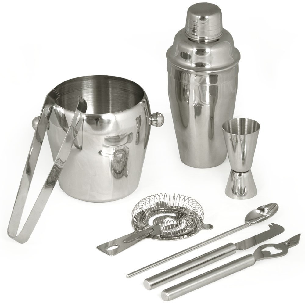 Set Cocktail 4 Pezzi Cucchiaio Agitatore / Misurino Jigger / Shaker